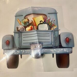 Vintage Blue Teacher Truck Sticker